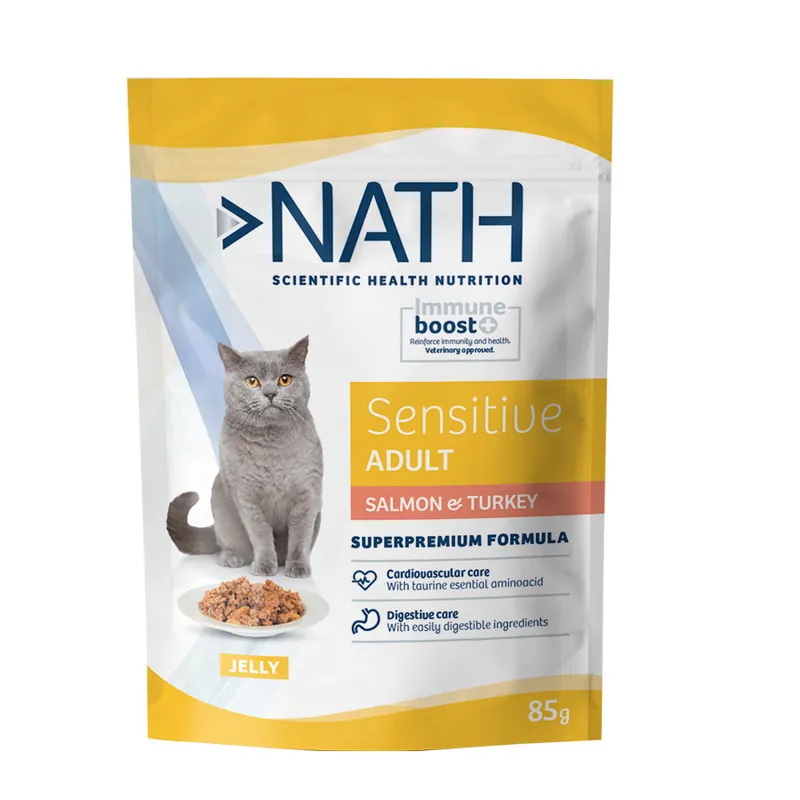 Últimas Unidades Nath Sensitive Adult Salmón y Pavo en Gelatina sobre para gatos