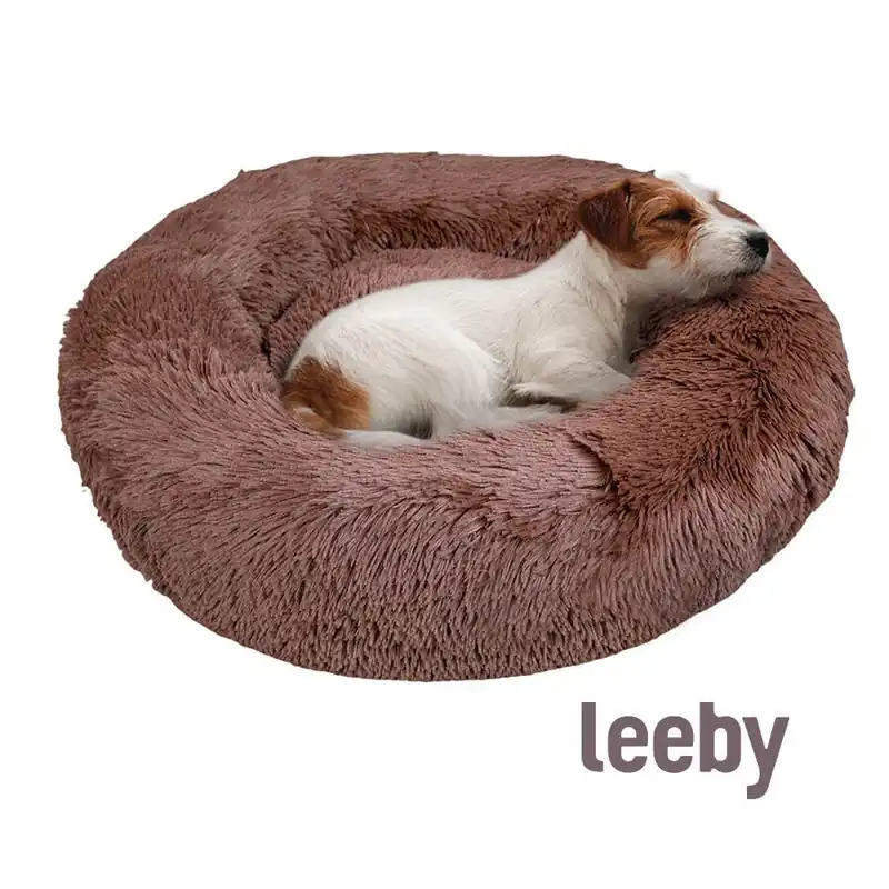 Leeby Cama Redonda Antiestrés Marrón para perros Pago Seguro