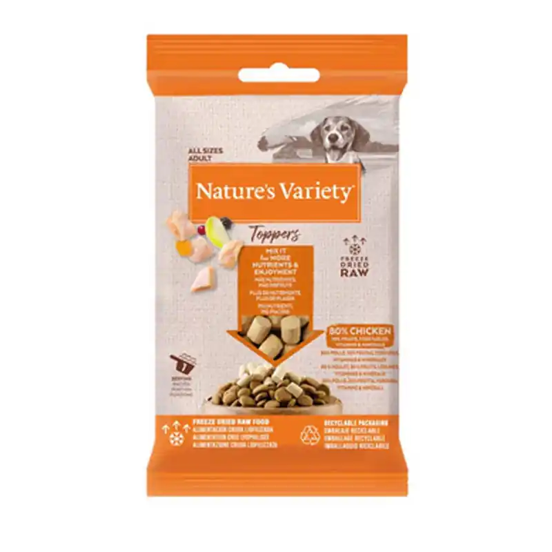 Promoción Nature´s Variety Snack Liofilizado Toppers Pollo