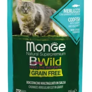 Bestseller Pack 4 Monge BWild Adult Grain Free Bacalao y Verduras para Gatos Adultos