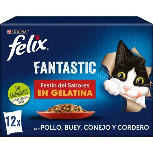 Purina Felix Comida Húmeda en Multipack Fantastic Festín de Carnes en Gelatina para Gatos Rebajas