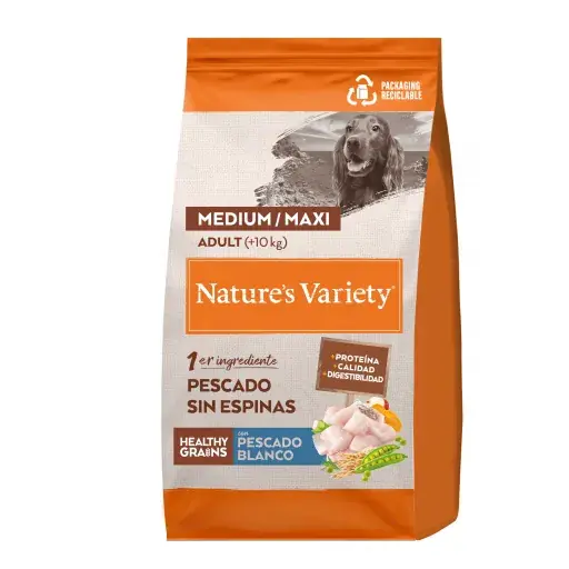 Gran Oferta Nature‘s Variety Pienso Medium Adult Healthy Grain Pescado Blanco para Perros