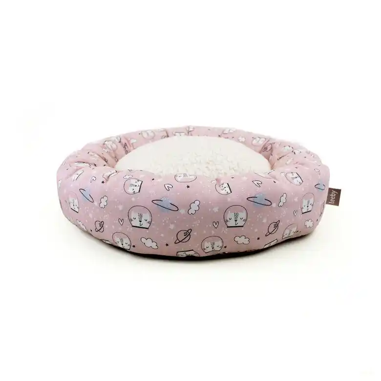Leeby Cama Donut Antideslizante Estampado Comic Rosa para gatos Oferta