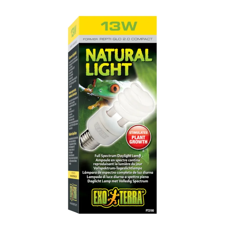Envío Inmediato Exo Terra Natural Light Bombilla de Bajo Consumo UVA para terrario