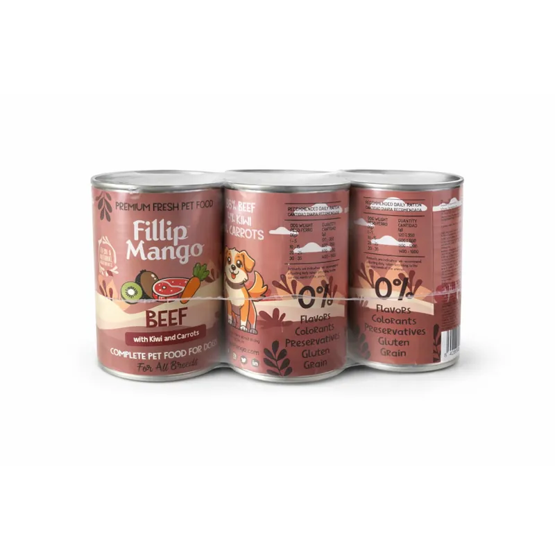 FIllip Mango Lata Buey Kiwi y Zanahoria Multipack para perros Precio Reducido