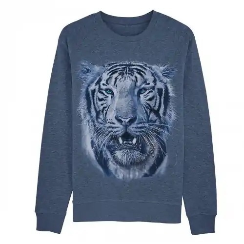 Solo Por Tiempo Limitado Sudadera Tigre Monocromática color Azul