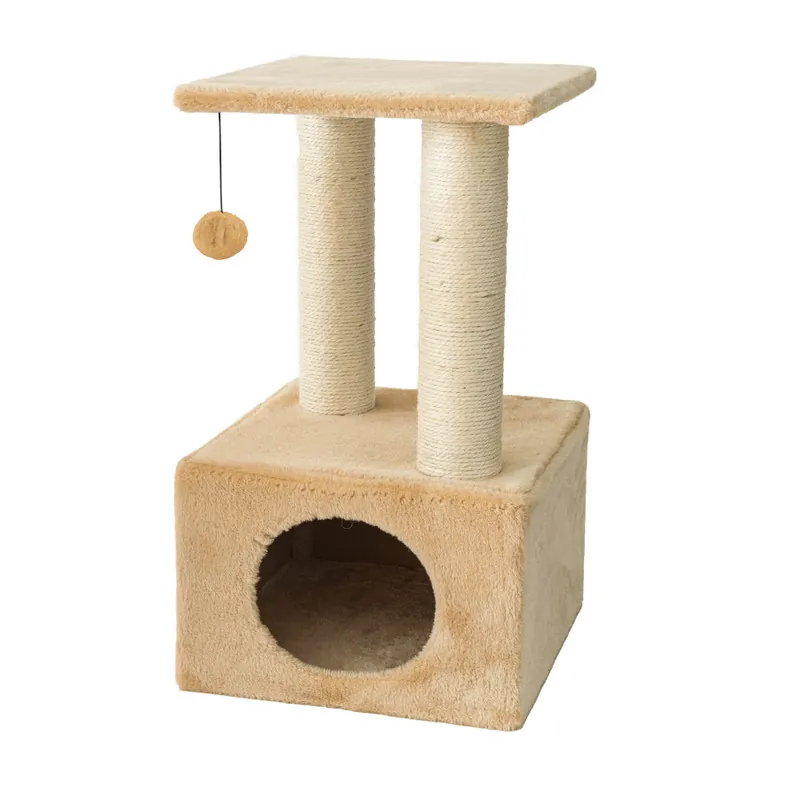Leeby Colette Scratch rascador con cama nido y juguete beige para gatos Promoción
