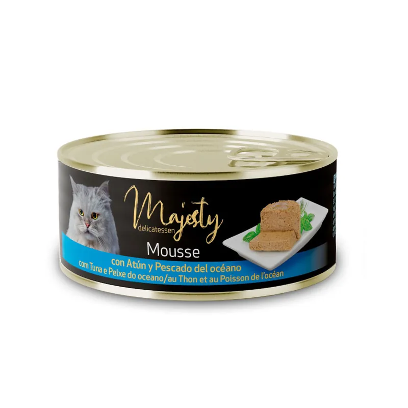 Majesty Adult Mousse de Atún y Pescado del Océano lata para gatos Oferta De Temporada