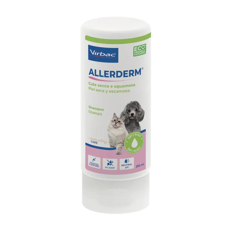 Vibac Allerderm Champú Piel Seca y Escamosa para perros y gatos Alta Calidad