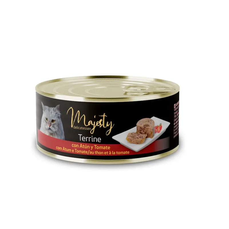 Precio Económico Majesty Adult Terrine Atún y Tomate lata para gatos