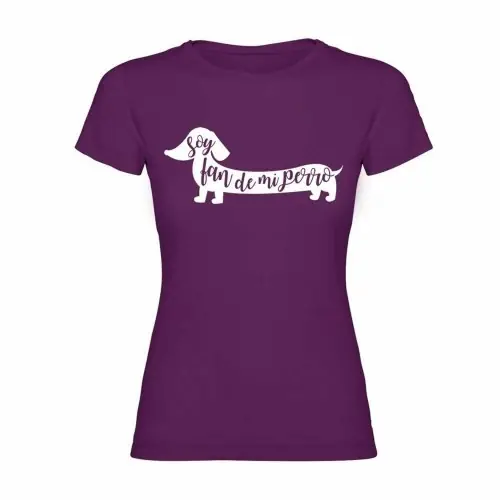 Camiseta mujer "Soy fan de mi perro" color Morado Rebajas