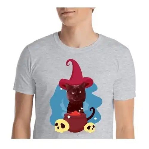 Mascochula camiseta hombre el brujo personalizada con tu mascota gris A Buen Precio