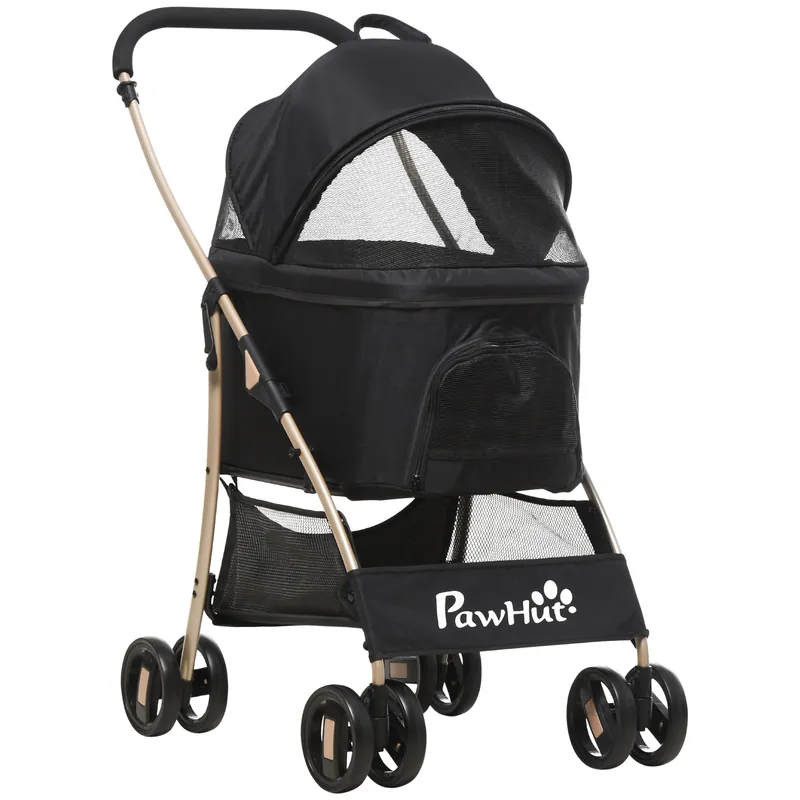 PawHut 3 en 1 Cochecito para Mascotas Carrito para Perros y Gatos Desmontable Negro. Devolución Gratuita