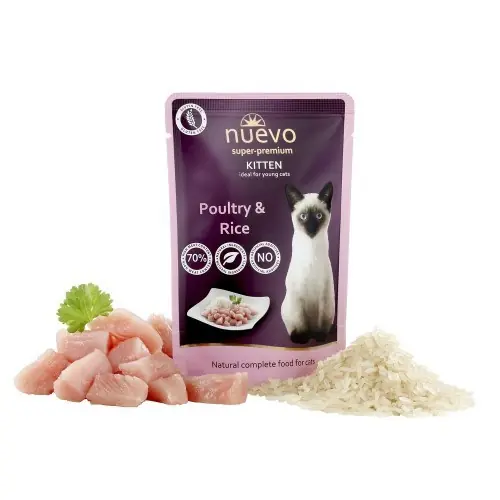 Comida húmeda para gatos Nuevo Junior de ave y arroz Entrega Rápida